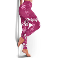 Pink Hawaii Palm Tree Hibiscus Leggings Fantasy Summer Vibe LT01 - Polynesian Pride