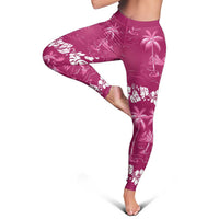 Pink Hawaii Palm Tree Hibiscus Leggings Fantasy Summer Vibe LT01 - Polynesian Pride