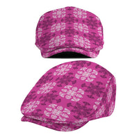 Pink Hawaiian Quilt Jeff Hat Hawaii Pineapple Monstera Palaka Motifs - Polynesian Pride