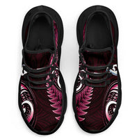 Pink New Zealand Clunky Sneakers Aotearoa Silver Fern With Manaia Maori Unique