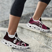 Pink New Zealand Clunky Sneakers Aotearoa Silver Fern With Manaia Maori Unique