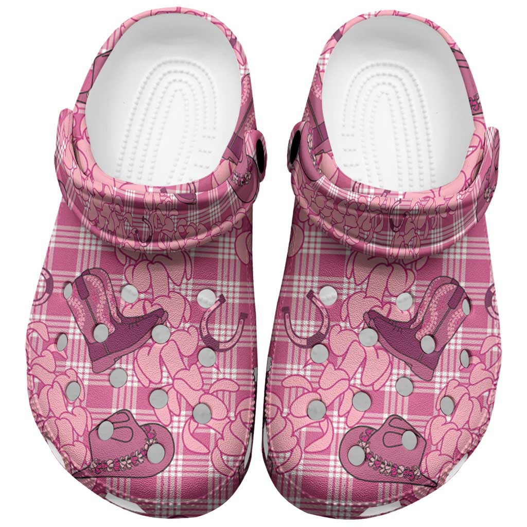 Pink Palaka Hawaii Cowboy Clogs Shoes Puakenikeni Lei Paniolo Papale Seamless Vibes