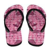 Pink Palaka Hawaii Cowboy Flip Flops Puakenikeni Lei Paniolo Papale Seamless Vibes - Polynesian Pride