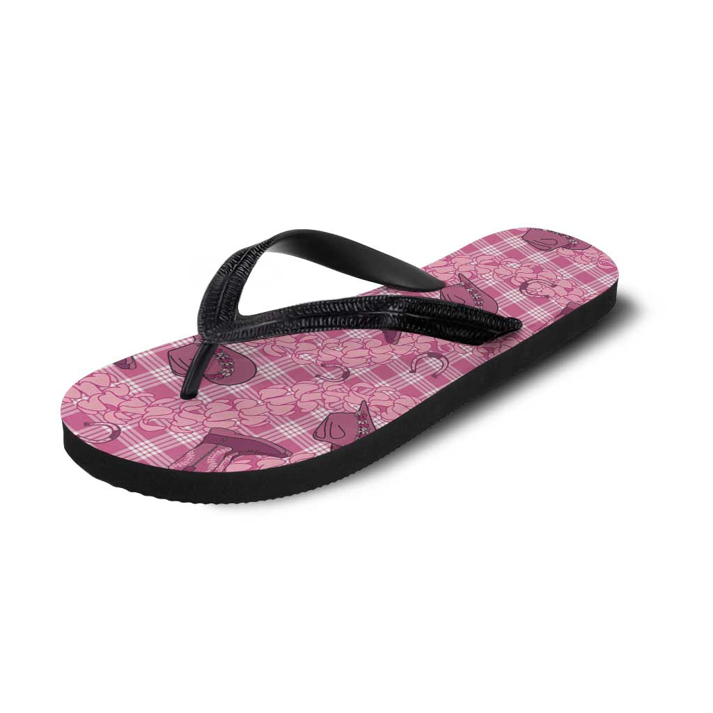 Pink Palaka Hawaii Cowboy Flip Flops Puakenikeni Lei Paniolo Papale Seamless Vibes - Polynesian Pride