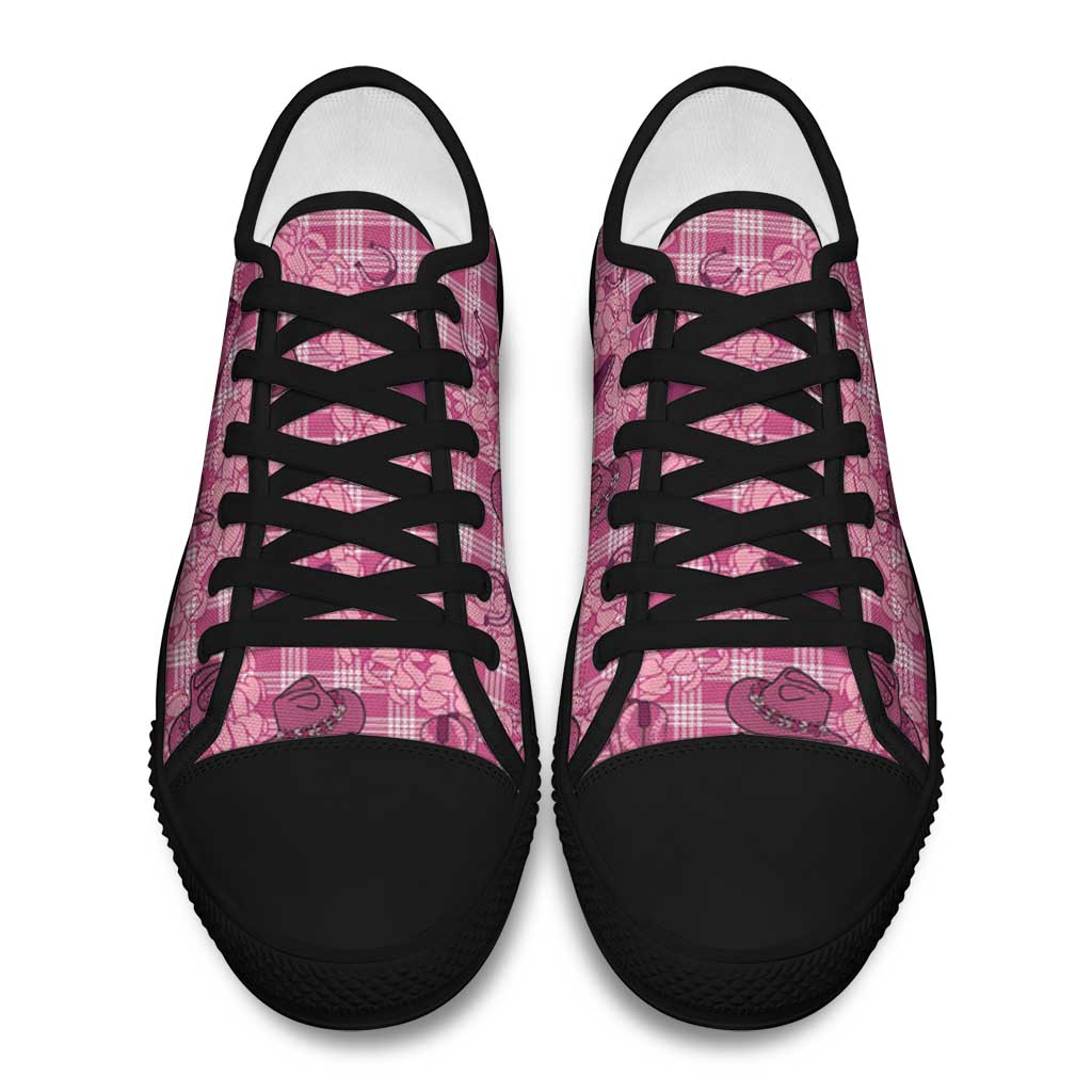 Pink Palaka Hawaii Cowboy Low Top Shoes Puakenikeni Lei Paniolo Papale Seamless Vibes - Polynesian Pride