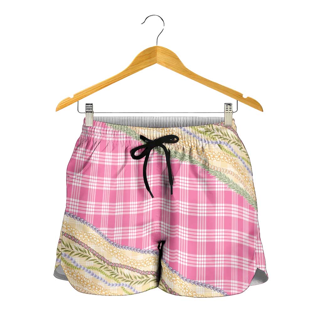 Pink Palaka Hawaii Leis Elegant Vibes Shorts for Women
