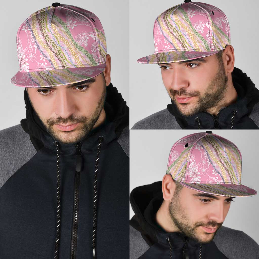 Pink Palaka Hawaii Leis Snapback Cap Hawaiian-plaid Elegant Tropical Vibes - Polynesian Pride