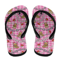 Pink Palaka Hawaii Mele Kalikimaka Flip Flops Ohia Lehua Shell Leis Funny Gingerbread Santa - Polynesian Pride