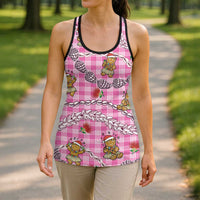 Pink Palaka Hawaii Mele Kalikimaka Hollow Tank Top Ohia Lehua Shell Leis Funny Gingerbread Santa - Polynesian Pride