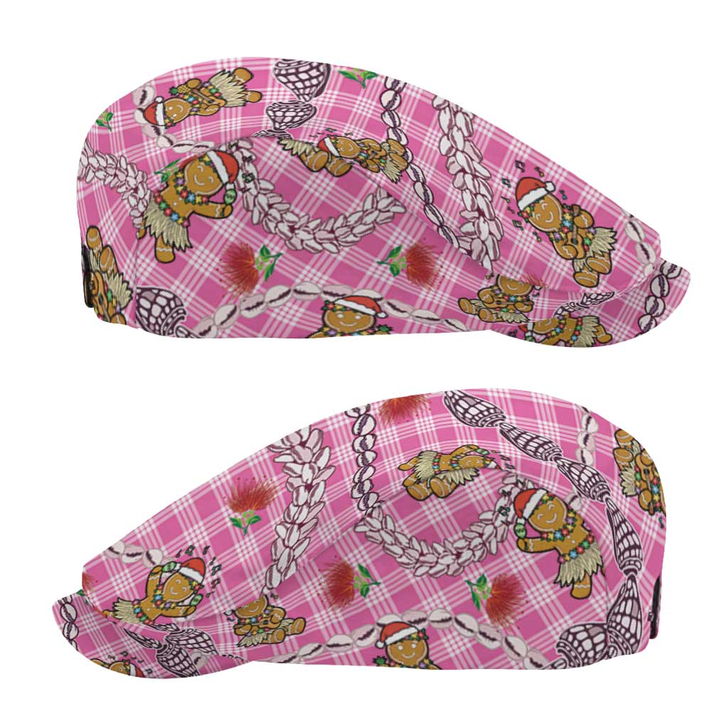 Pink Palaka Hawaii Mele Kalikimaka Jeff Hat Ohia Lehua Shell Leis Funny Gingerbread Santa - Polynesian Pride