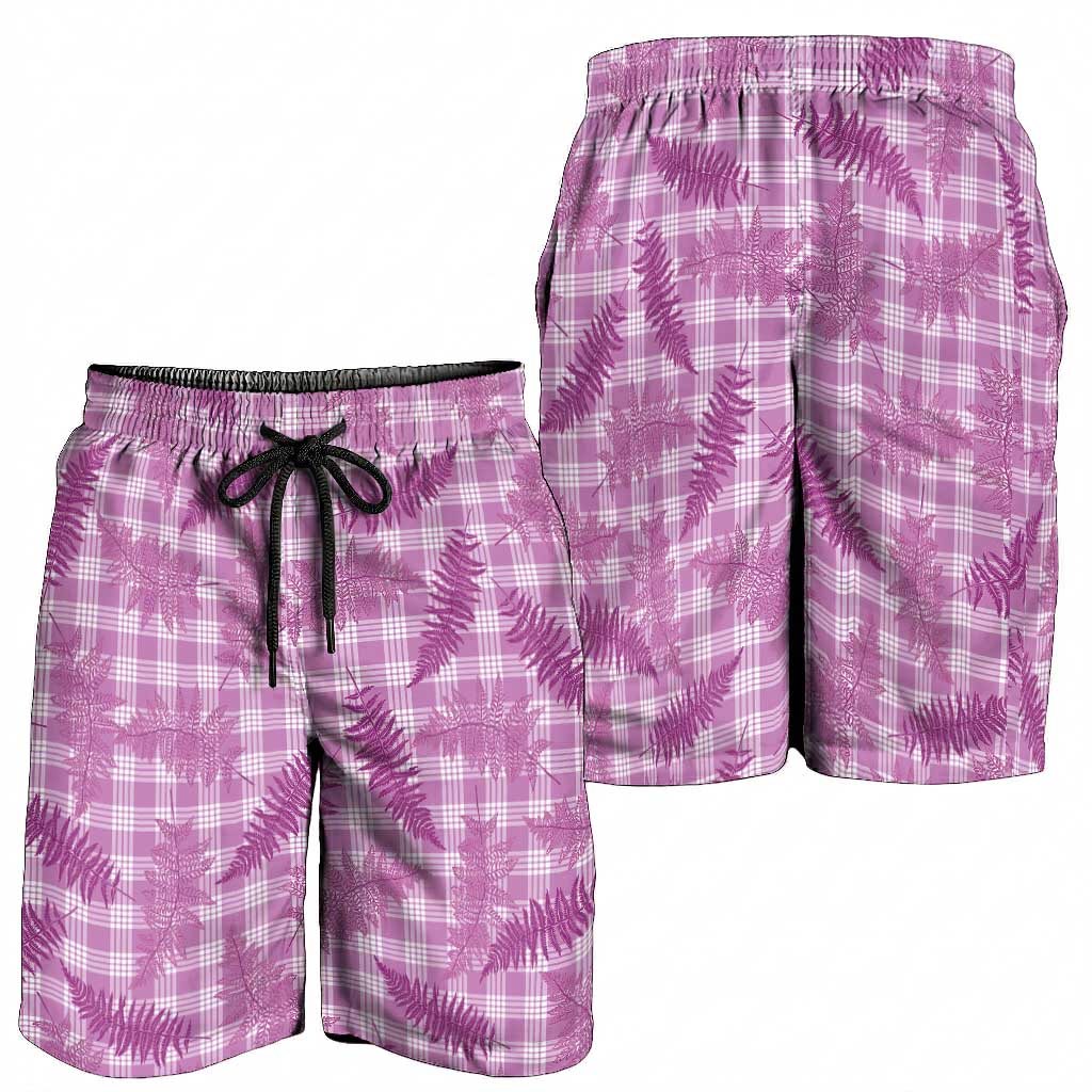 Pink Palaka Hawaii Palapalai Shorts for Men Hawaiian Fern