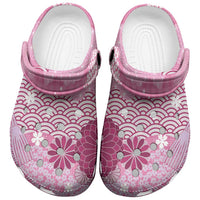 Pink Palaka Japanese Traditional Clogs Shoes Asanoha Seigaiha Sakura Motif - Polynesian Pride