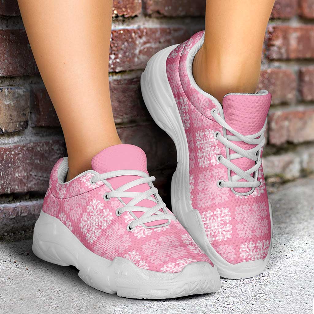 Pink Palaka Quilt Hawaii Chunky Sneakers Traditional Hawaii-plaid Pattern - Polynesian Pride