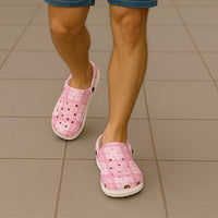 Pink Palaka Quilt Hawaii Clogs Shoes Traditional Hawaii-plaid Pattern - Polynesian Pride