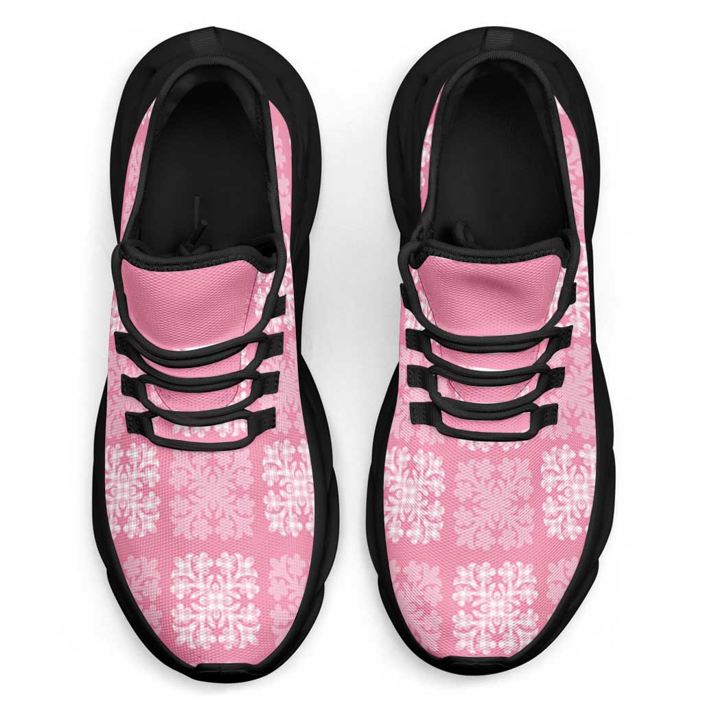 Pink Palaka Quilt Hawaii Clunky Sneakers Traditional Hawaii-plaid Pattern - Polynesian Pride
