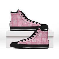Pink Palaka Quilt Hawaii High Top Shoes Traditional Hawaii-plaid Pattern - Polynesian Pride