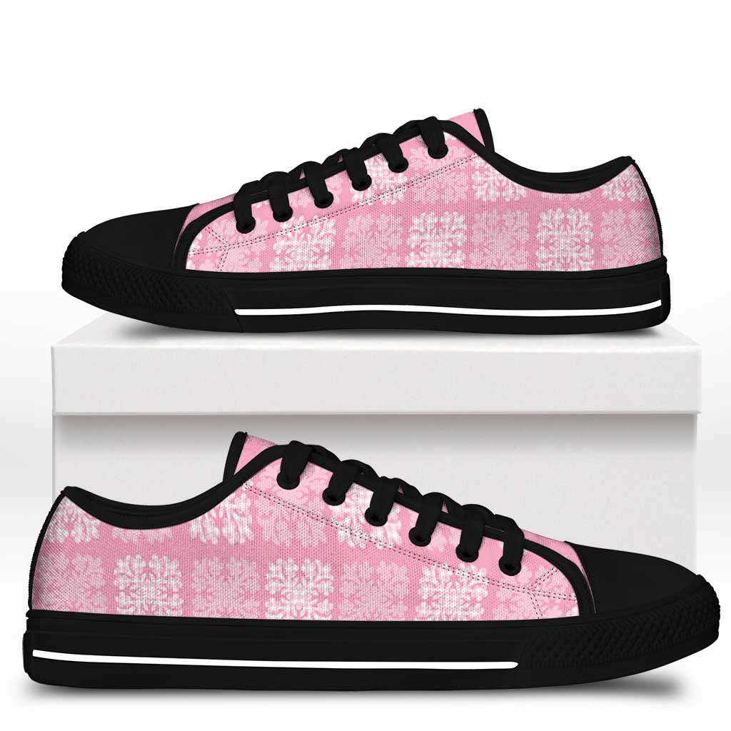 Pink Palaka Quilt Hawaii Low Top Shoes Traditional Hawaii-plaid Pattern - Polynesian Pride