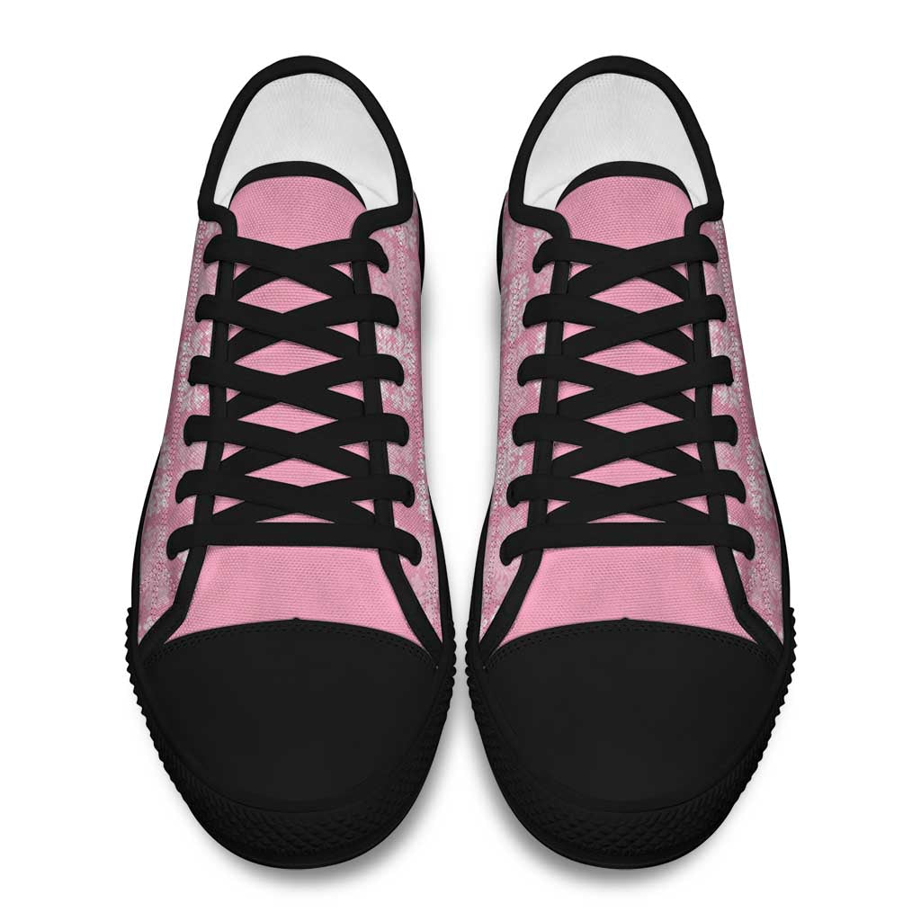 Pink Palaka Quilt Hawaii Low Top Shoes Traditional Hawaii-plaid Pattern - Polynesian Pride