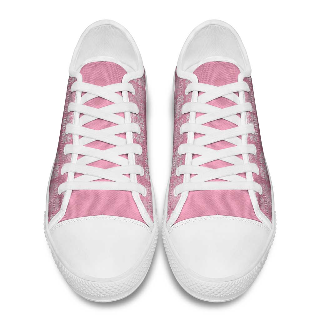 Pink Palaka Quilt Hawaii Low Top Shoes Traditional Hawaii-plaid Pattern - Polynesian Pride