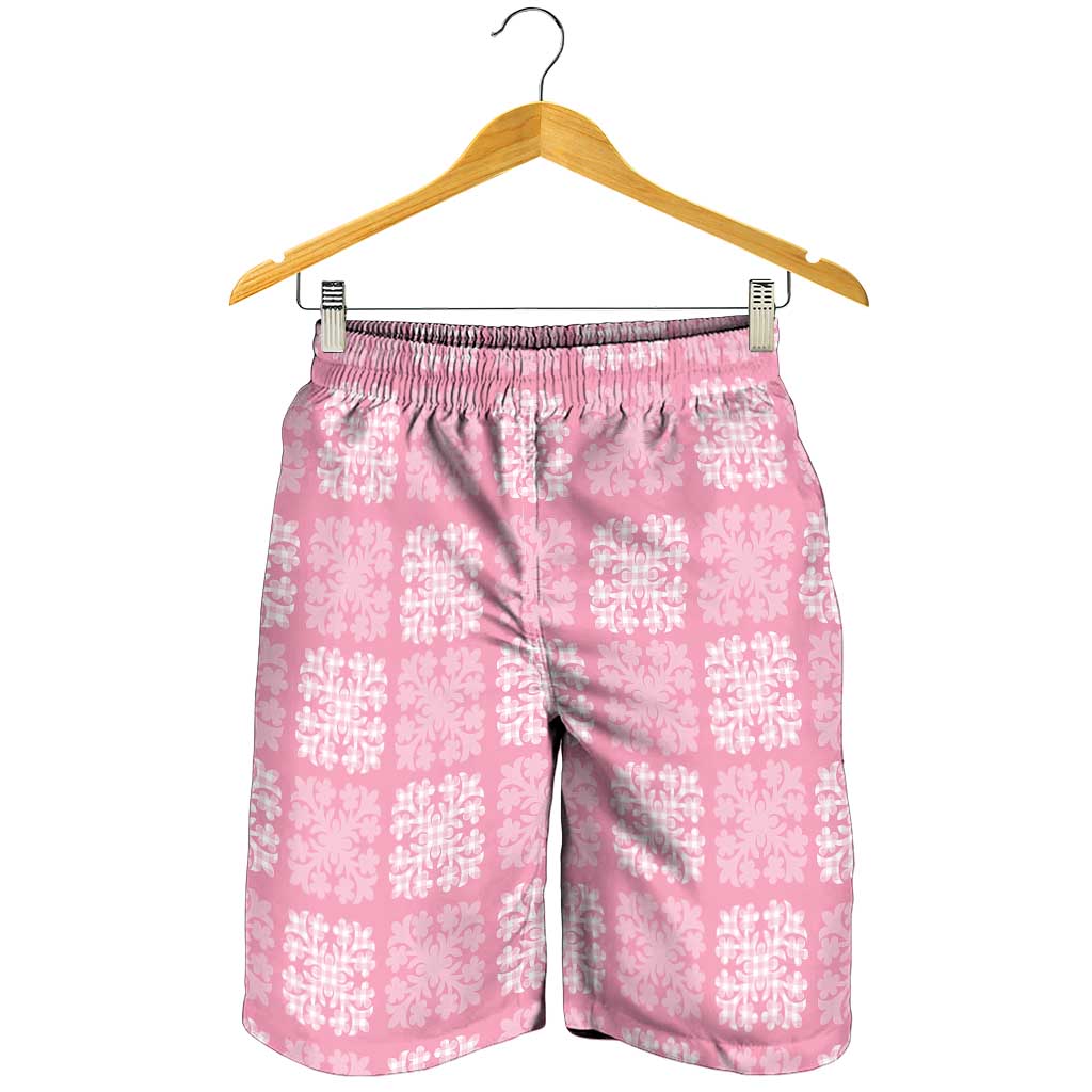 Pink Palaka Quilt Hawaii Shorts for Men Traditional Hawaii-plaid Pattern - Polynesian Pride
