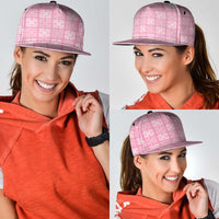 Pink Palaka Quilt Hawaii Snapback Cap Traditional Hawaii-plaid Pattern - Polynesian Pride