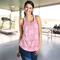 Pink Palaka Quilt Hawaii Women Racerback Tank Traditional Hawaii-plaid Pattern - Polynesian Pride