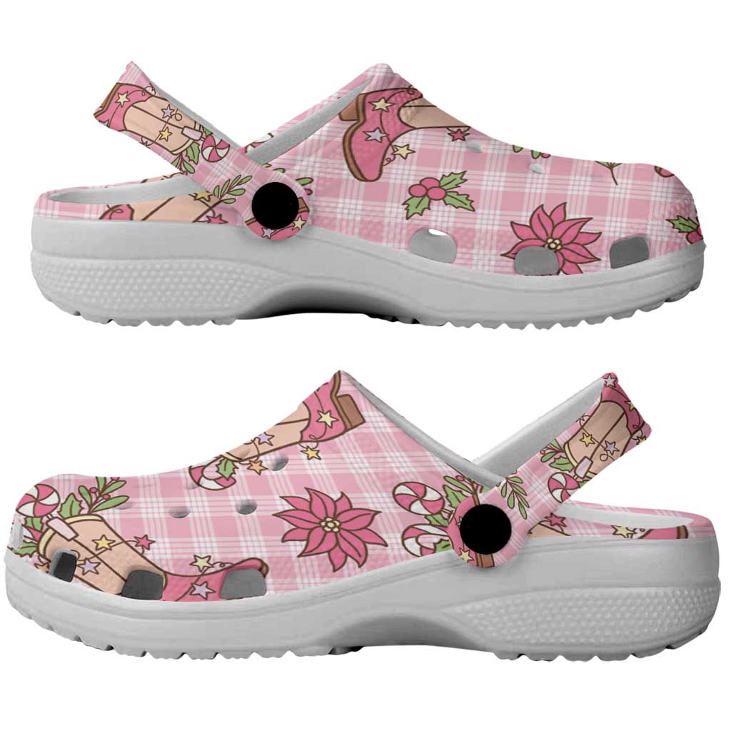 Pink Paniolo Palaka Hawaiian Cowgirl Christmas Clogs Shoes - Polynesian Pride