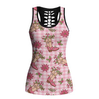 Pink Paniolo Palaka Hawaiian Cowgirl Christmas Hollow Tank Top LT9 Female Pink - Polynesian Pride