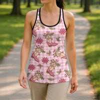 Pink Paniolo Palaka Hawaiian Cowgirl Christmas Hollow Tank Top LT9 - Polynesian Pride