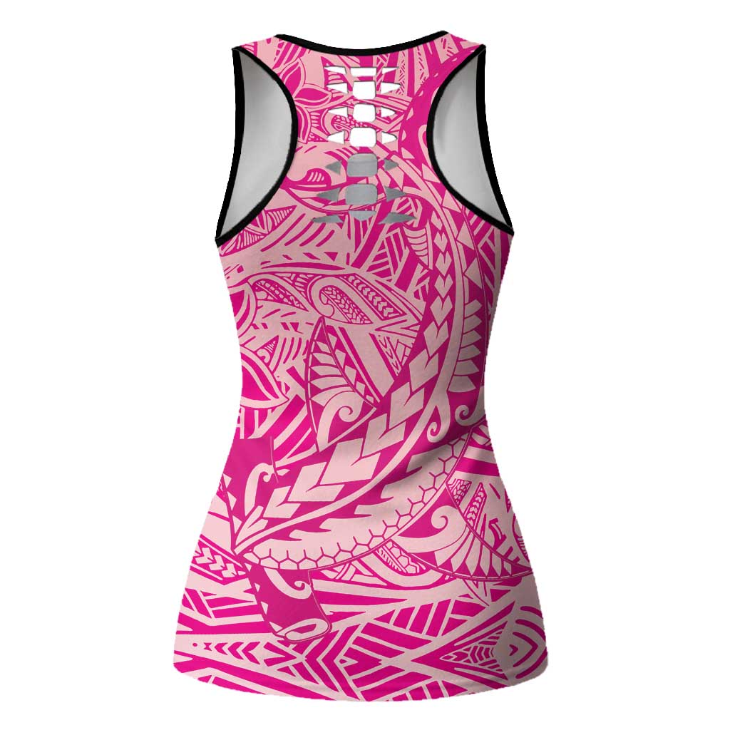 Pink Polynesia Hollow Tank Top Hawaiian Tribal Hammerhead Shark Tattoo - Polynesian Pride