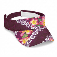 Pink Polynesia Sun Visor Cap Plumeria With Hibiscus Pattern Tropical Vibes