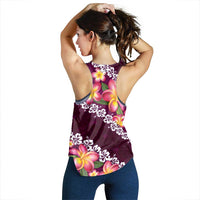 Pink Polynesia Women Racerback Tank Plumeria With Hibiscus Pattern Tropical Vibes - Polynesian Pride