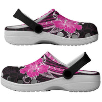 Pink Polynesian Pattern With Tropical Flowers Clogs Shoes - Polynesian Pride