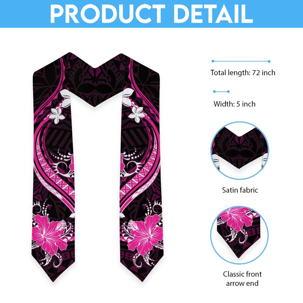 Pink Polynesian Pattern With Tropical Flowers Graduation Stole