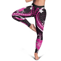 Pink Polynesian Pattern With Tropical Flowers Leggings - Polynesian Pride