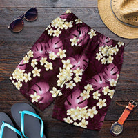 Pink Tropical Hawaii Shorts for Men Seamless Monstera Plumeria Hawaiian Pattern - Polynesian Pride