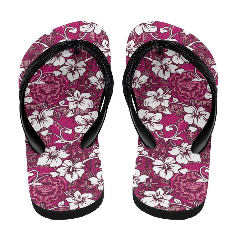 Piqi Bula Fiji Flip Flops Fijian Tapa Seamless Hibiscus - Polynesian Pride