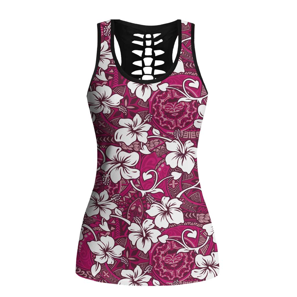 Piqi Bula Fiji Hollow Tank Top Fijian Tapa Seamless Hibiscus - Polynesian Pride