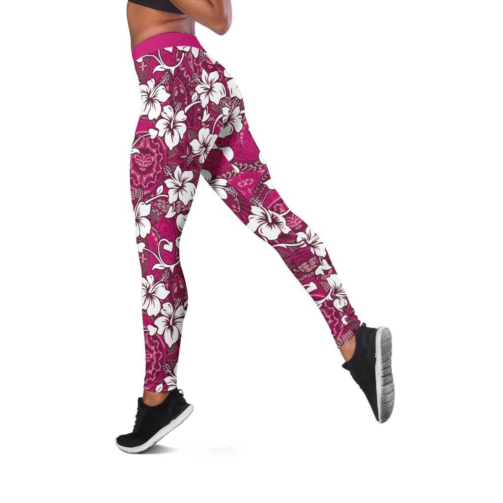 Piqi Bula Fiji Leggings Fijian Tapa Seamless Hibiscus - Polynesian Pride