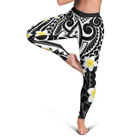 Plumeria With Black Polynesian Tattoo Pattern Leggings - Polynesian Pride