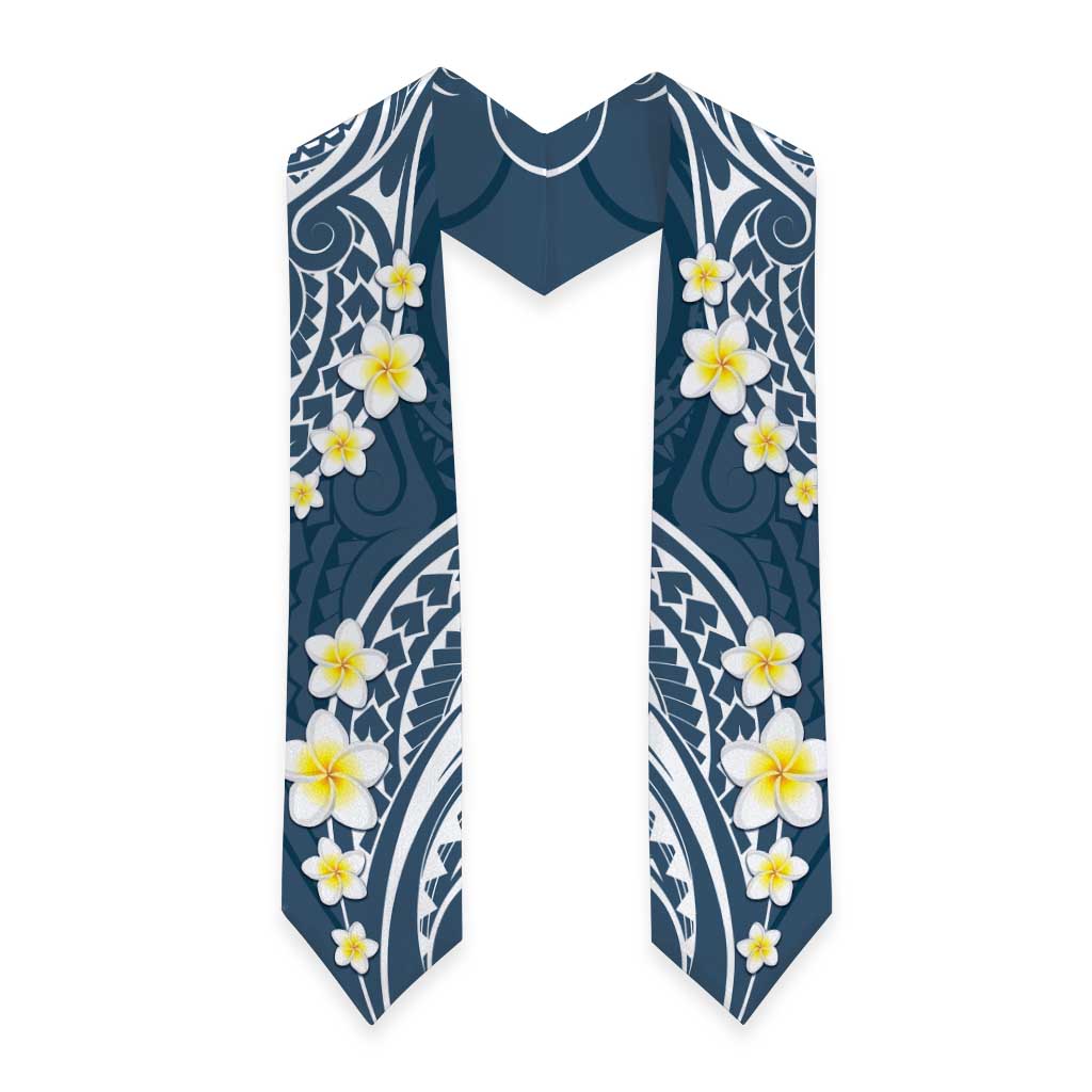 Plumeria With Blue Polynesian Tattoo Pattern Graduation Stole