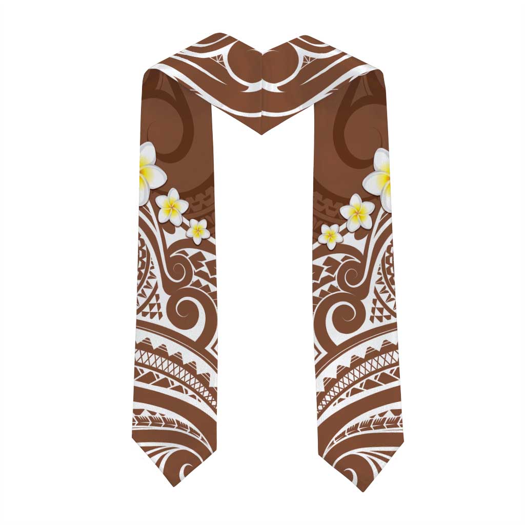 Plumeria With Brown Polynesian Tattoo Pattern Graduation Stole