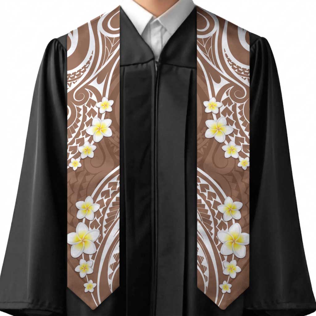 Plumeria With Brown Polynesian Tattoo Pattern Graduation Stole