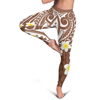 Plumeria With Brown Polynesian Tattoo Pattern Leggings - Polynesian Pride