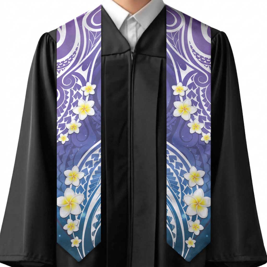 Plumeria With Galaxy Polynesian Tattoo Pattern Graduation Stole