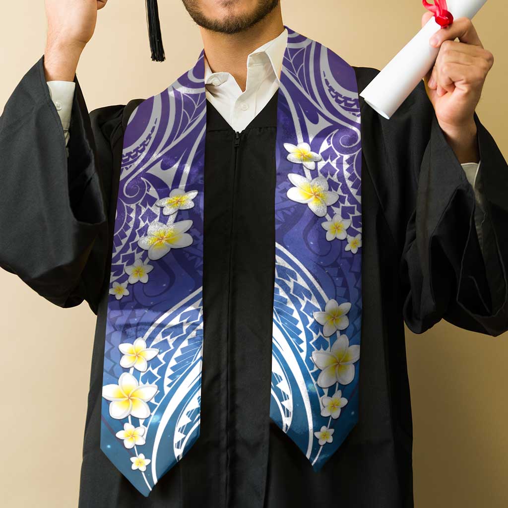 Plumeria With Galaxy Polynesian Tattoo Pattern Graduation Stole