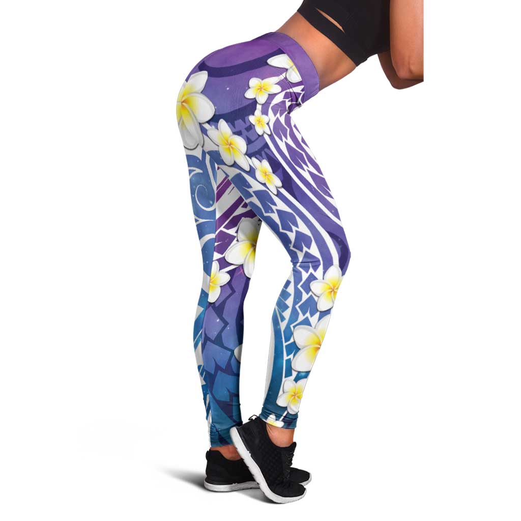 Plumeria With Galaxy Polynesian Tattoo Pattern Leggings - Polynesian Pride