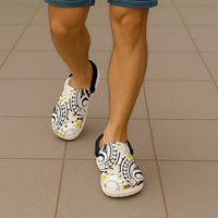 Plumeria With White Polynesian Tattoo Pattern Clogs Shoes - Polynesian Pride