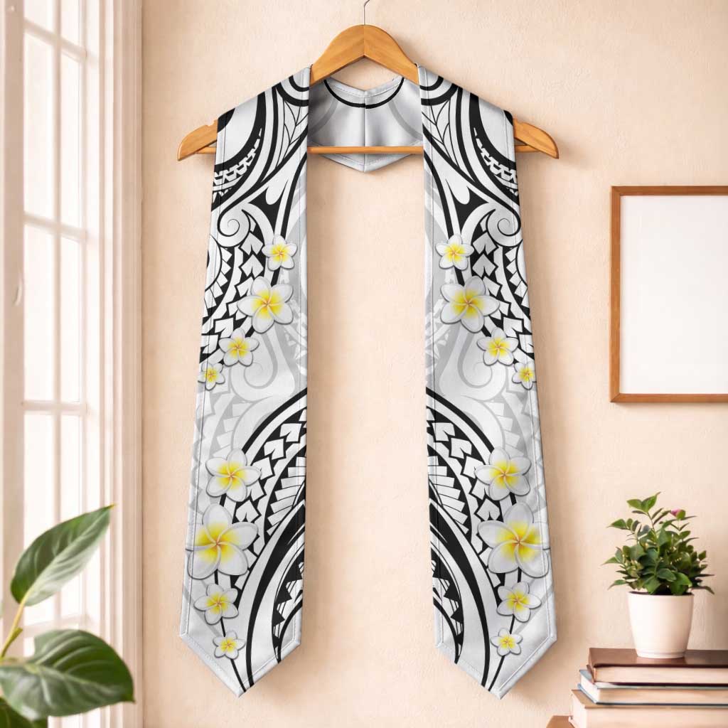 Plumeria With White Polynesian Tattoo Pattern Graduation Stole