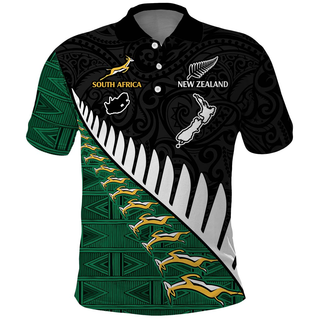 Customer request - South Africa and New Zealand Polo Shirt - LT9 Black - Polynesian Pride